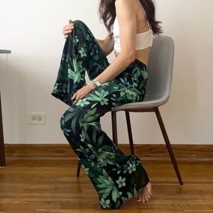 ZARA Wide Leg Tropical Floral Print Pants with Pockets, size small